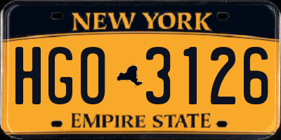 NY license plate HGO3126