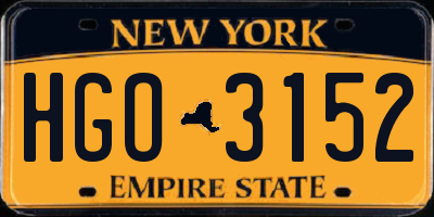 NY license plate HGO3152