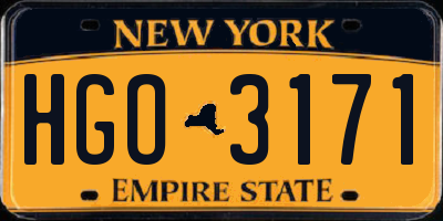 NY license plate HGO3171