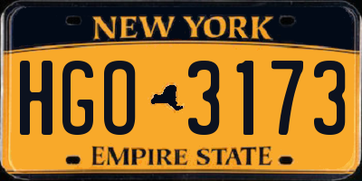 NY license plate HGO3173