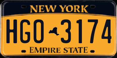 NY license plate HGO3174