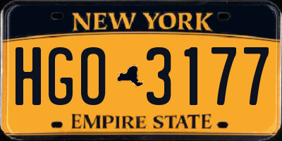 NY license plate HGO3177