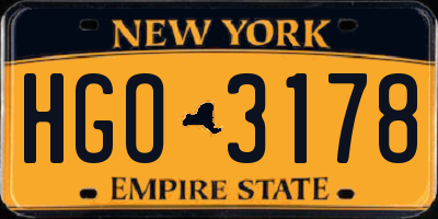 NY license plate HGO3178