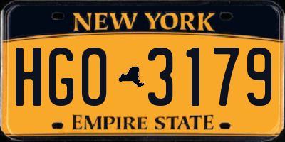 NY license plate HGO3179