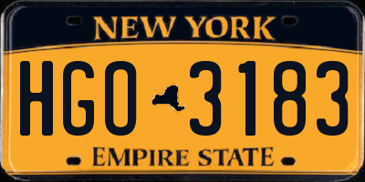 NY license plate HGO3183