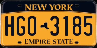 NY license plate HGO3185