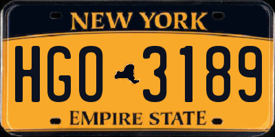 NY license plate HGO3189