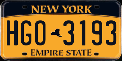 NY license plate HGO3193