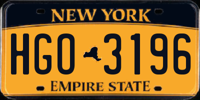 NY license plate HGO3196