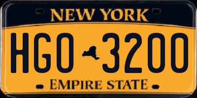 NY license plate HGO3200