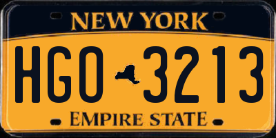 NY license plate HGO3213