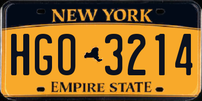 NY license plate HGO3214