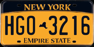 NY license plate HGO3216