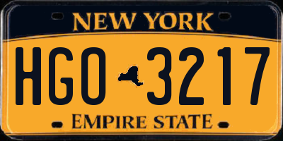 NY license plate HGO3217