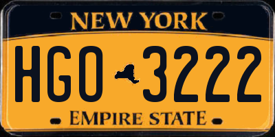 NY license plate HGO3222