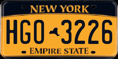 NY license plate HGO3226