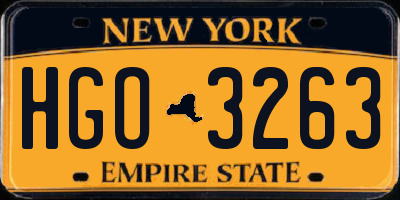 NY license plate HGO3263