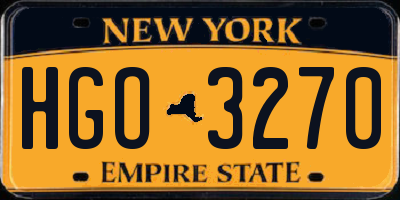 NY license plate HGO3270