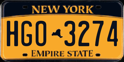 NY license plate HGO3274