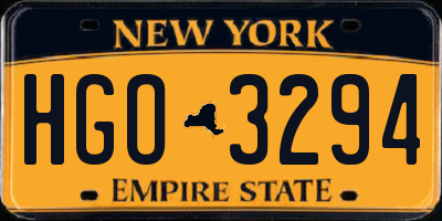 NY license plate HGO3294