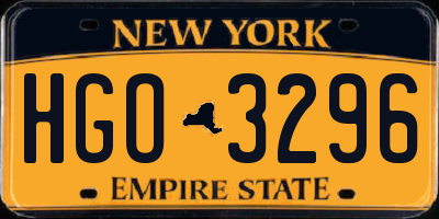 NY license plate HGO3296