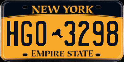 NY license plate HGO3298