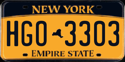 NY license plate HGO3303