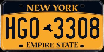 NY license plate HGO3308