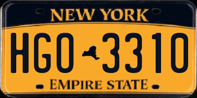 NY license plate HGO3310