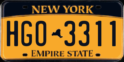 NY license plate HGO3311