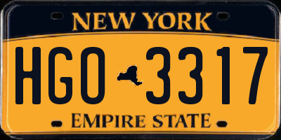 NY license plate HGO3317