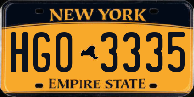 NY license plate HGO3335