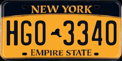 NY license plate HGO3340