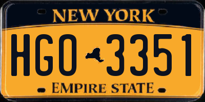 NY license plate HGO3351