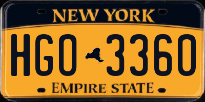 NY license plate HGO3360