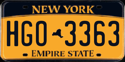 NY license plate HGO3363