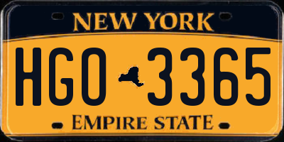 NY license plate HGO3365