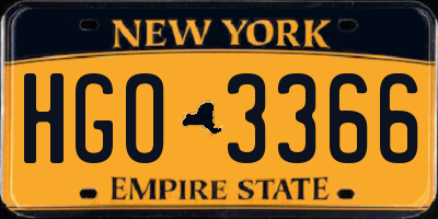 NY license plate HGO3366