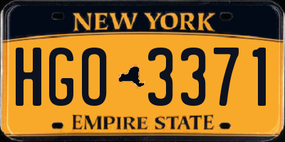 NY license plate HGO3371