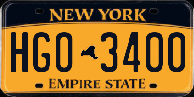 NY license plate HGO3400