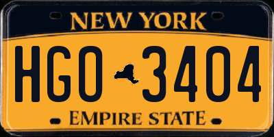 NY license plate HGO3404