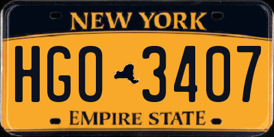 NY license plate HGO3407