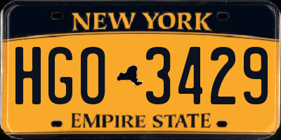 NY license plate HGO3429