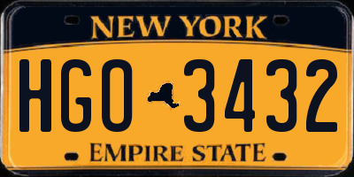 NY license plate HGO3432