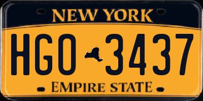 NY license plate HGO3437