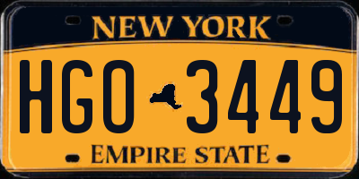 NY license plate HGO3449