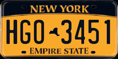 NY license plate HGO3451