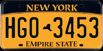 NY license plate HGO3453