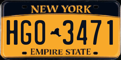 NY license plate HGO3471