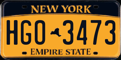 NY license plate HGO3473